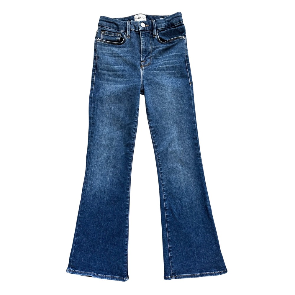 Retro Frame Le One Crop Mini Boot Jeans Size 1 High Rise Flare Medium Wash Denim